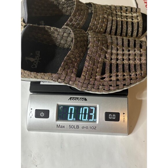 Corkys Woven Stretch Slip-On Sandals Metallic Gold Outdoor Comfortable Shoes - Picture 6 of 6